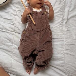 Organic cotton Newborn Brown Corduroy Overalls for Baby